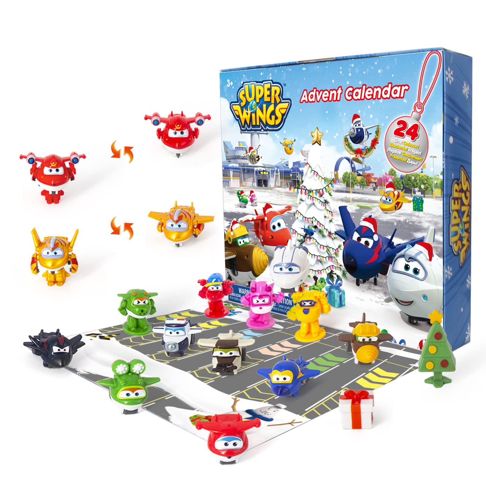 Super Wings Advent Calendar 2023 Christmas Toys for 3 4 5 6 7 Years Old Boys Girls, 24 Pcs Collectable Figures Christmas Gifts for Boys Girls Kids
