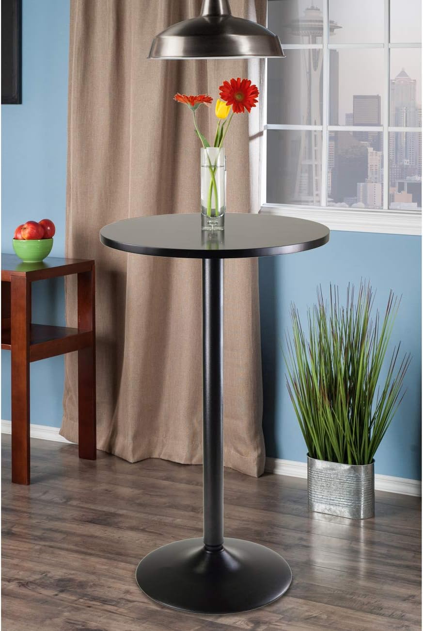 Winsome Obsidian Pub Table Round Black Mdf Top with Black Leg And Base - 23.7-Inch Top, 39.76-Inch Height: Furniture & Decor