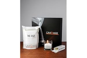 CANDWAX Pearled Candle Wax Sand 16 Oz (450g) - Unscented Plant-Based Smokeless Dripless Gift Powder for Candles - Refillable Candle Pearls with 30 Wicks and a Reusable Glass Container