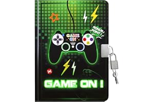 WERNNSAI Boys Diary with Lock, Video Game Luminous Diary for Kids, A5 160 Lined Pages, School Journal Memos Writing Drawing N