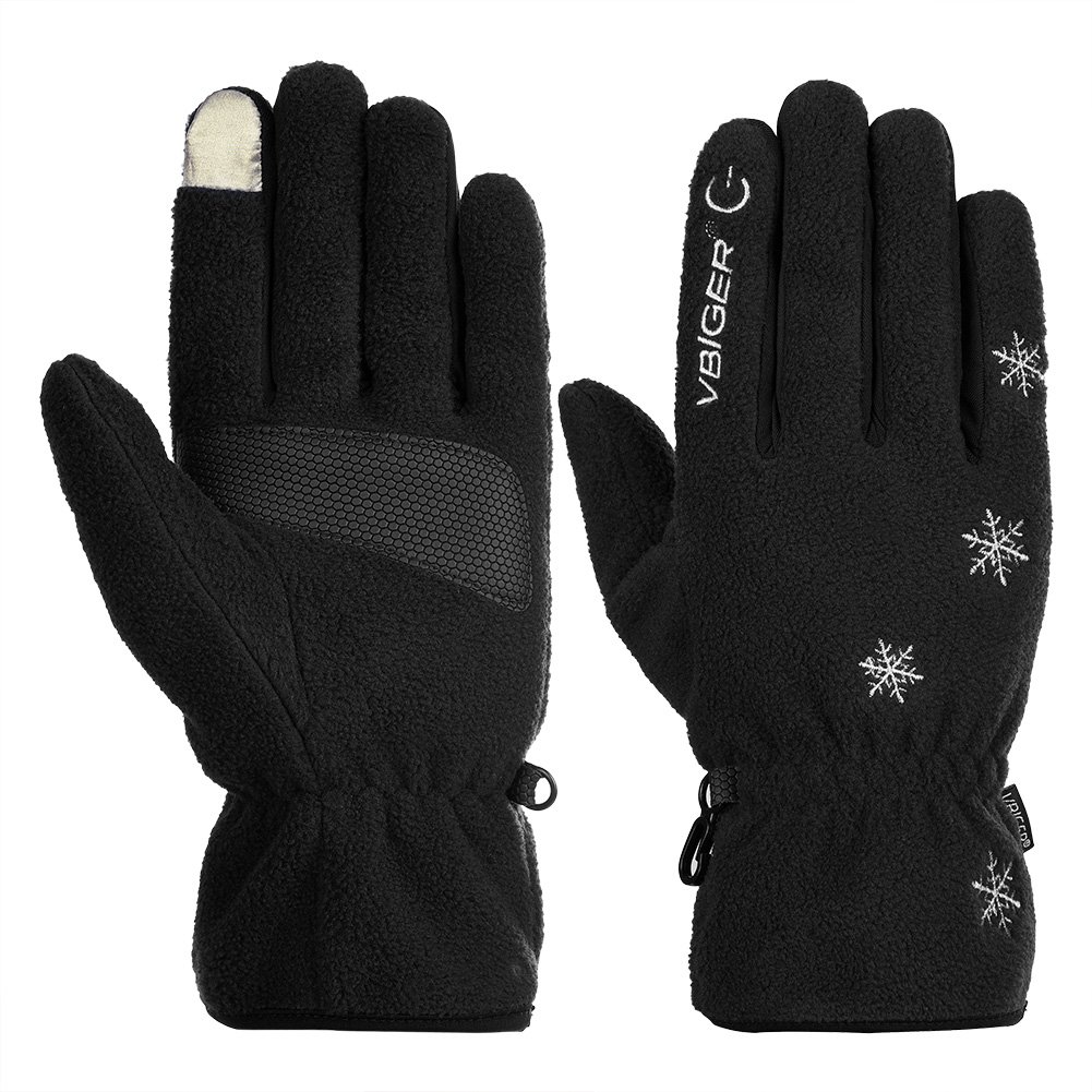 Vbiger Touchscreen Handschuhe Fleece Handschuhe Winterhandschuhe Warme Handschuhe Sporthandschuhe, Schwarz, XL