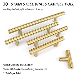 goldenwarm 10 Pack Gold Cabinet Handles Brushed