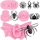 Spider Silicone Molds, Set of 4, Red-Eyed Spider Cobweb Shaped Chocolate Molds, Insect Spider Cake Decoration Fondant for Halloween Party Cupcake Topper Candy Gum Paste Cookie Plaster Clay Resin