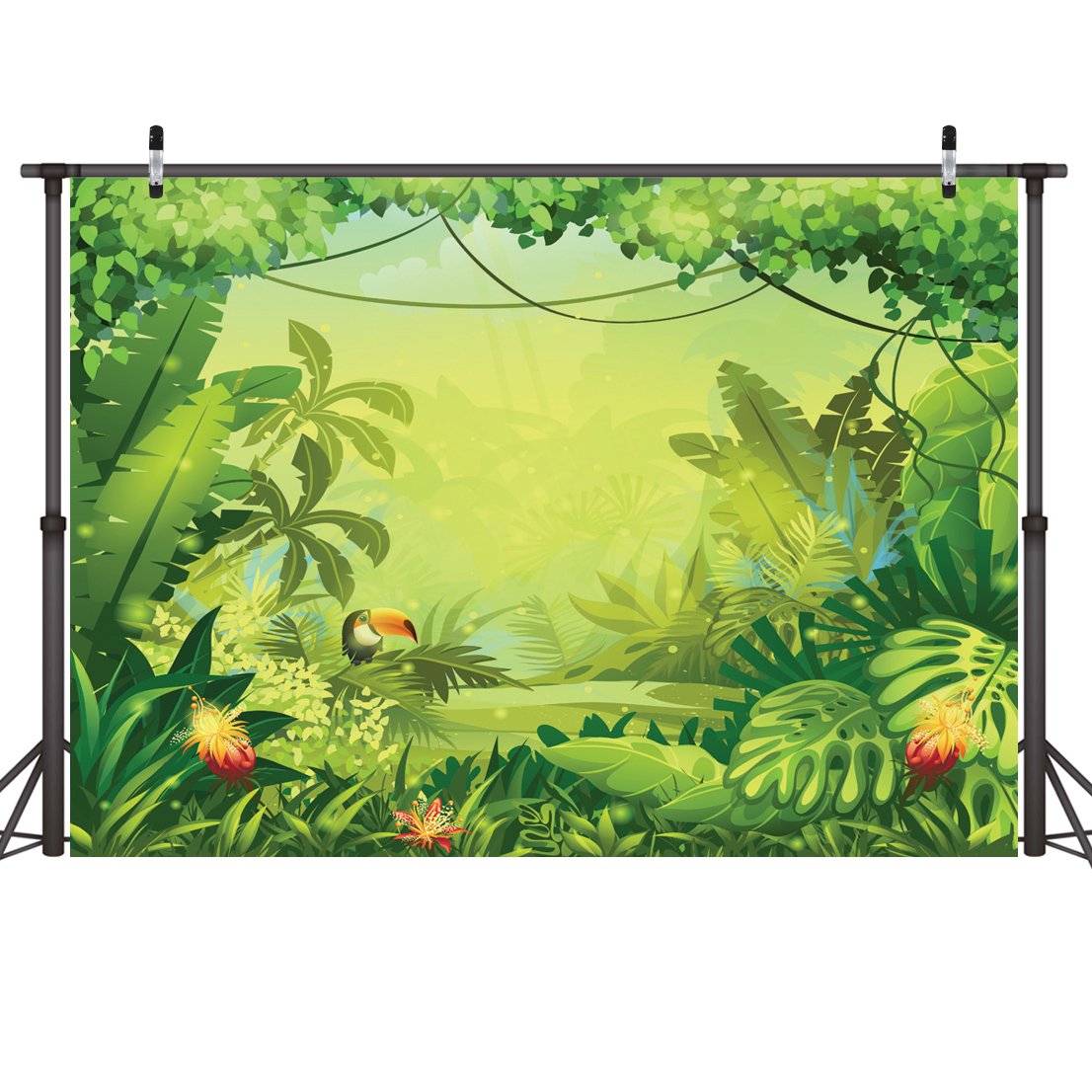 LYWYGG 10x8FT Vinyl Animation Jungle Photography Backdrops Photo Background Kids Photo Studio Props Backdrops Safari Newborn Photography Props Party Backdrop Safari Party Decorations Baby CP-35-1008…