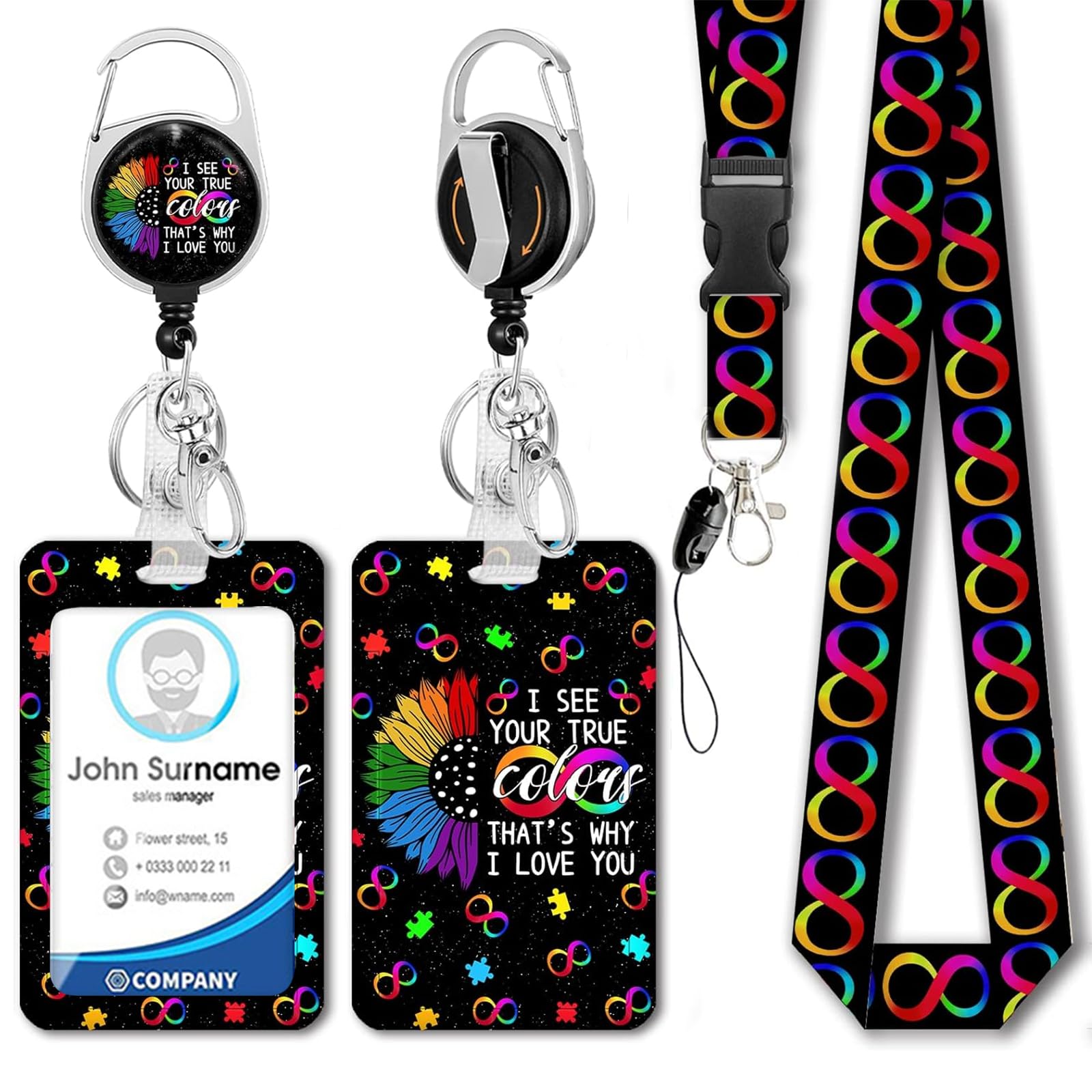 JKDHJK Lanyard with Card Holder, Id Card Holder for Neck, Teacher, Nurse, Student Lanyard, Stretchable Key Buckle, Easy Disassemble Card Cover (G)
