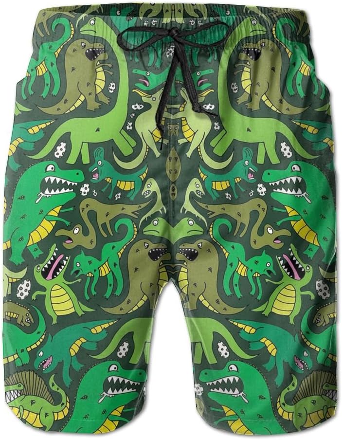 JIW Iaa Dinosaur Stickers Men Popular Summer Beach Pants Breathable Swim Trunks Board Shorts