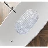 Splash Home Diamond Bathtub Mat Non-Slip, Shower Mat with 58 Suction Cups and Drain Holes Bath, 27 L x 15 W Inches, Machine Washable, PVC - Clear
