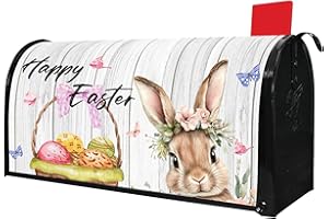 PUTWARE Easter Mailbox Covers Magnetic Standard Size 21" X 18" Waterproof Welcome Happy Easter Bunny Mailbox Wraps Post Letter Box Cover for Garden Yard Home Decor Outdoor Decorations (Easter 5, 21" x 18")