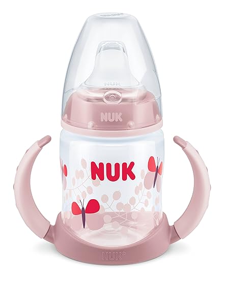 NUK First Choice Trinklernbecher,auslaufsicher, Silikon-Trinktülle, 6-18 Monate, 150 ml, BPA-frei, Rosa (Girl)