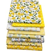Fat Quarters Fabric, 8 Pack 20"x20" Premium Cotton Precuts for Quilting, Sewing &amp; DIY Crafting, Patchwork Fabric Sheets for Home Decor &amp; Handmade Projects (Yellow)