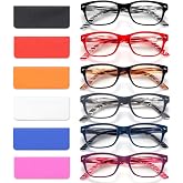 BLOEXCLU 6 Pack Reading Glasses for Women Men Blue Light Blocking Spring Hinge Computer Readers, Anti Eyestrain/Glare