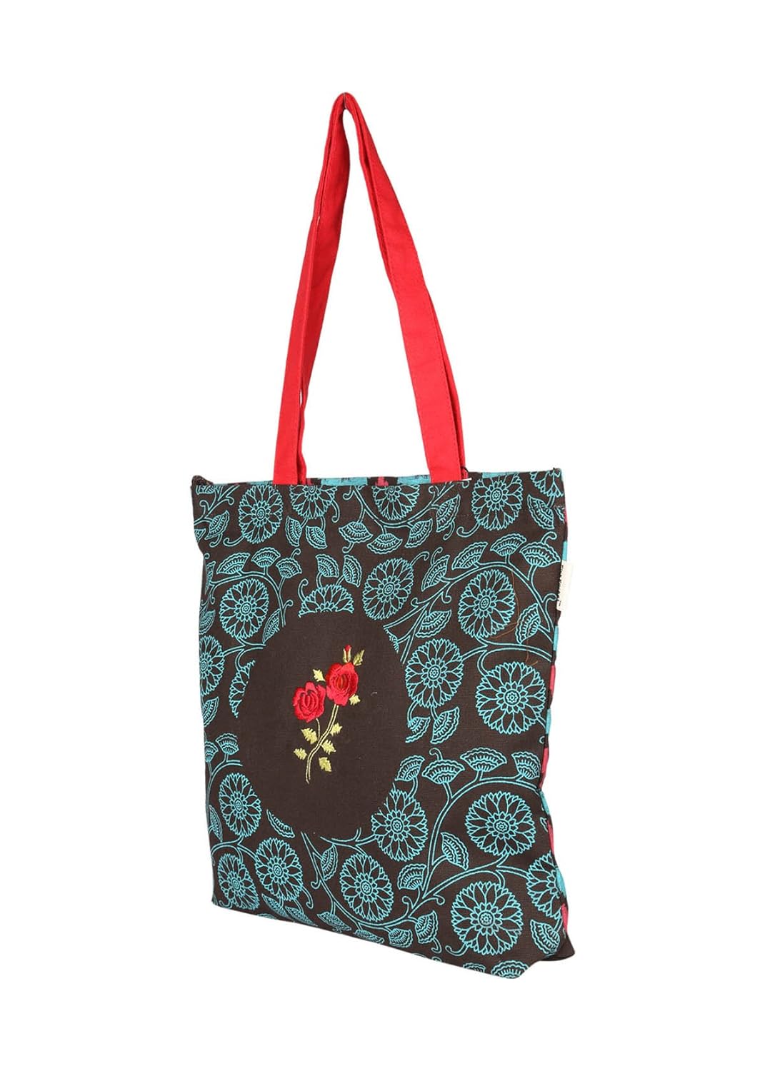 pick pocket women's tote bag (brown & blue) (tobrn&rama85)