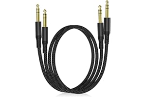 Elebase 1/4 Inch TRS Instrument Cable 3.3ft 2Pack,Straight 6.35mm Guitar Bass AMP Cord,Quarter inch Male Jack Stereo Audio Ba