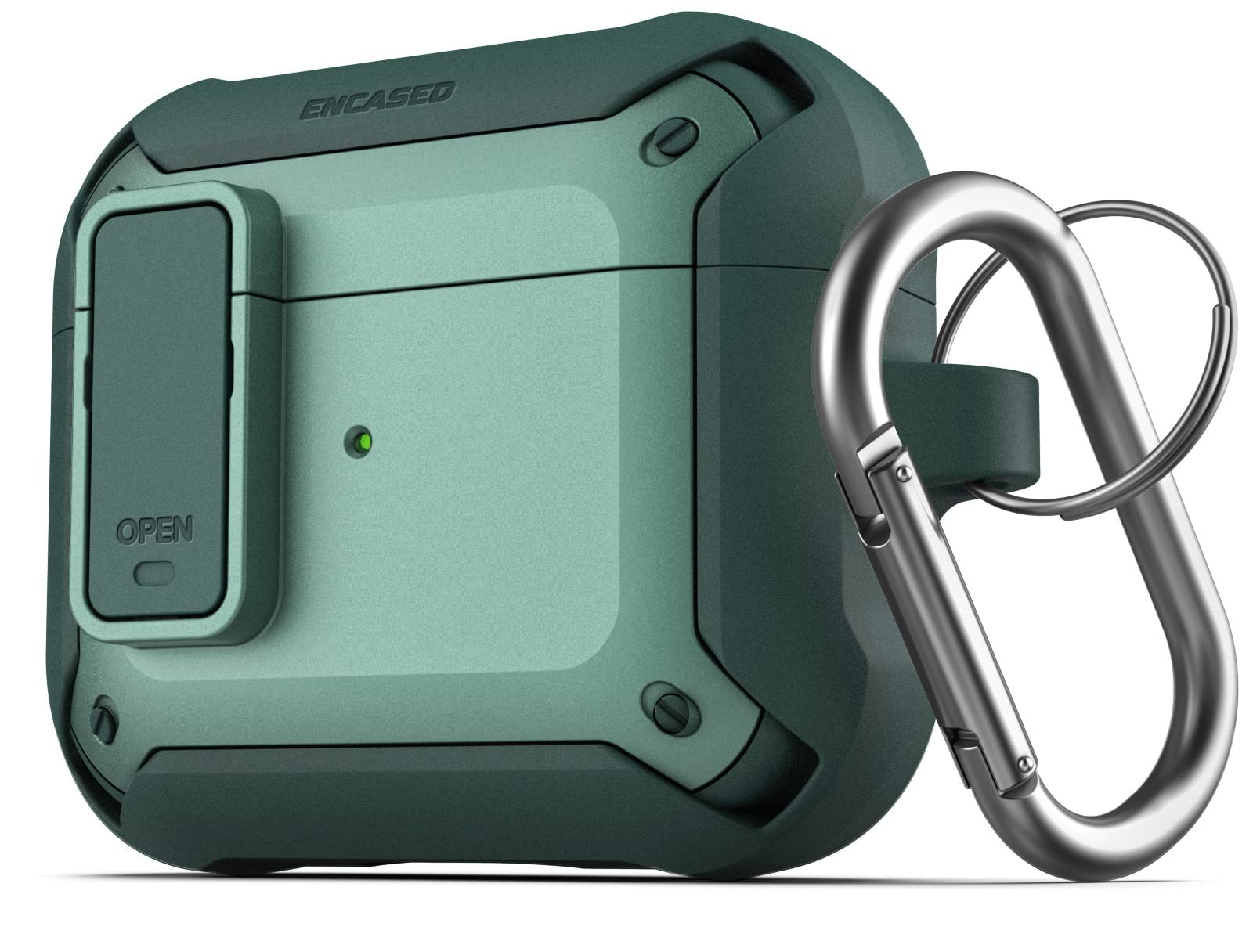Encased Compatible with Airpods Case 3rd Generation, Shockproof Full-Body Protective Carrying Case with Keychain (Airpod 3 2021) Green