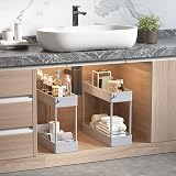 SOLEJAZZ 4-Tier Slim Storage Cart with 4 Wheels Grey Plastic Organizer view 4