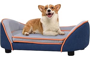 Puppy Bed Sofa，Comfy Elevated Dog Couch beds for Small Dogs, Pet Chair for Small Sizevv& Cat Couch with Removable & Washable 