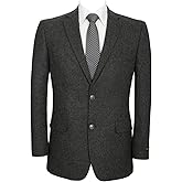 AMY ZHU Men's Wool Blend Blazer Sport Coat with Pockets Classic Fit Two Button Jacket for Business and Daily Wear