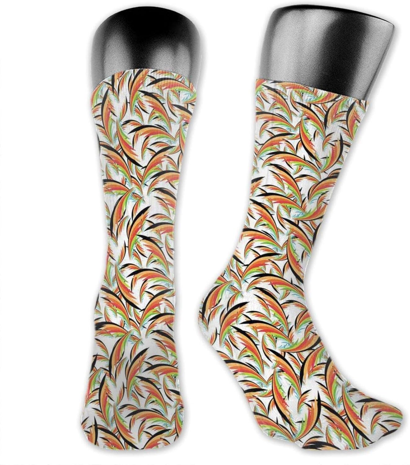 Men women Socks,Exotic Hawaiian Foliage Leaves Jungle Caribbean Vibes