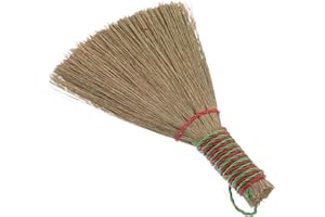 jojofuny Mini Corn Whisk Broom with Wooden Handle, Natural Straw Bristle Hand Broom for Bed Dusting and Home Cleaning, Dust C