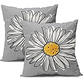 aportt Yellow Daisy Pillow Covers 20X20 Inch Spring Summer Floral Pillow Cases Modern Abstract Flower Throw Pillows Set of 2 Home Decor for Living Room Bedroom Bed Cushion Outdoor