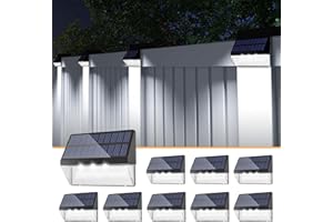 Aulanto Outdoor Lights Fence Solar Lights, 8 Pack Solar Deck Lights Waterproof Led Stair Lights, Bright Warm White and Cool White Solar Step Lights, Outside Lights for Garden, Backyard, Patio,Pathway