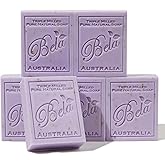 BELA Lavender Soap Bars 3.3 OZ Pack of 6, French Triple Milled Bar Soap with Organic Shea Butter, Lavender and Flower Scented Soap, Made in Australia