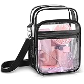 Blvornl Clear Crossbody Bag with Adjustable Shoulder Strap, Stadium Approved PVC Purse Bag with Front and Side Pocket, Messenger Bag for Women and Men for Concerts Events Festivals (Black)
