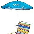 AMMSUN Chair Umbrella with Universal Clamp 43 inches UPF 50+,Portable Clamp on Patio Chair, Beach Chair, Stroller, Sport chair, Wheelchair and Wagon, Bright Blue