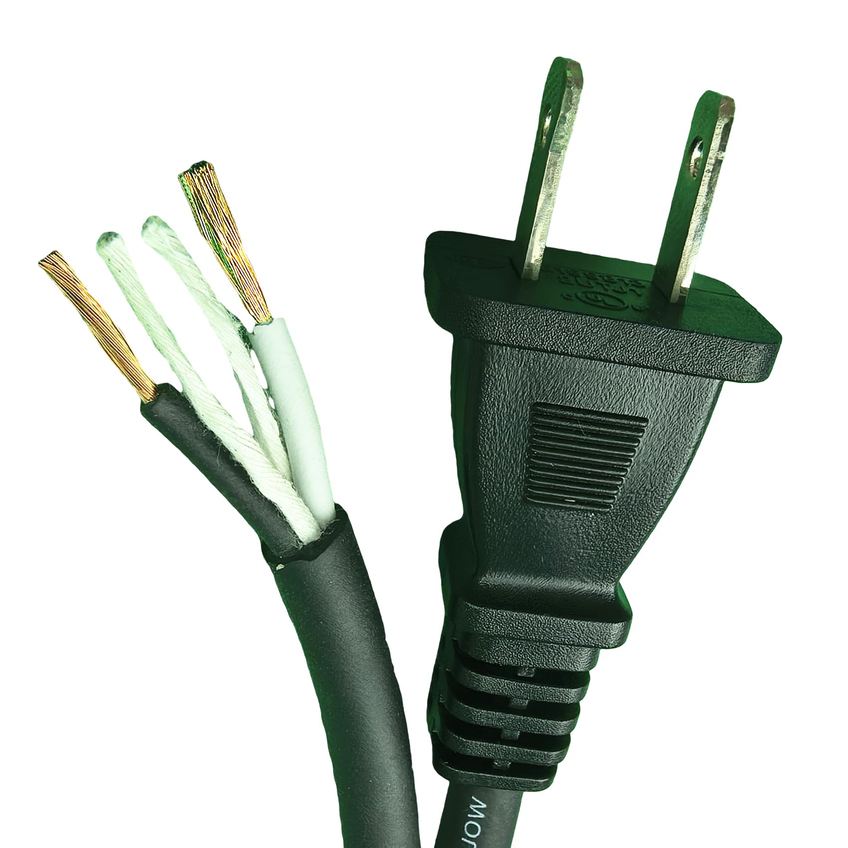 Photo 1 of 2-Plug 10-Foot /3.1-Meter Power Tool Replacement Accessory Black Flexible Power Cord, 16AWG Oil-Resistant and Waterproof Rubber Cable for Replacing Power Tool Parts and Accessories (16AWG2 Prong)