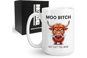 Hogg Moo Mug, 15 oz Ceramic Profanity Coffee Cup, Moo Get Out The Way Coffee Mug, Cow Lover Gifts, Gag Gifts For Women