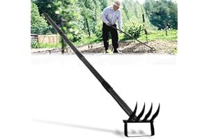 TWINKLETOOL Garden Hoe Stirrup Hoe Weeding Tools, 2-in-1 Garden Hoe for Weeding with 62.6" Adjustable Handle, Heavy Duty Gardening Tools with 4 Tines for Weeding, Loosening, Digging and Cultivation