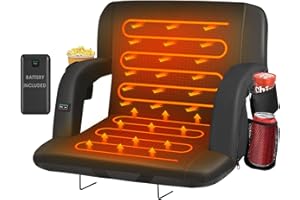 HOPERAN Dual-Sided Heated Stadium Seats for Bleachers with Back Support, 20000mAh Power Bank Included Stadium Chair, 3 Levels Heating Stadium Seating for Bleachers Seat with Backrest