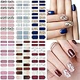 NAILDOKI Nail Stickers 6 Sheets x 22 Pieces Full Wraps Nail Polish Strips, Self-Adhesive Gel Nail Art Decals for Women Girls