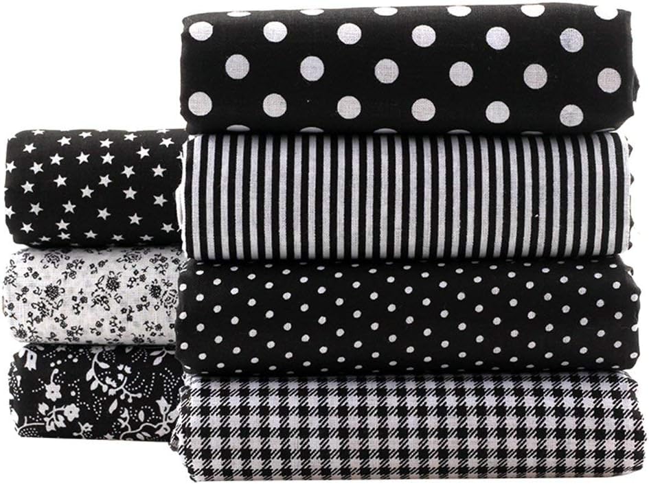 Black Series Floral Cotton Fabric Textile Quilting Patchwork Fabric Fat Quarter Bundles Fabric for Scrapbooking Cloth Sewing DIY Crafts Pillows 50X50cm 7pcs/lot