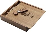 LXSINO 64GB Walnut Wood USB 3.0 Flash Drive Mr & Mrs Box Wedding Photo Gift view 4