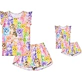 CHILDRENSTAR Matching Girls&Doll Pajama Sets Summer Pjs Flutter Sleeve Sleepwear