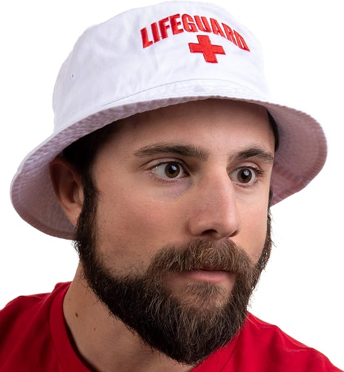Lifeguard Bucket Hat Professional Guard Red Sun Cap Men Women Costume