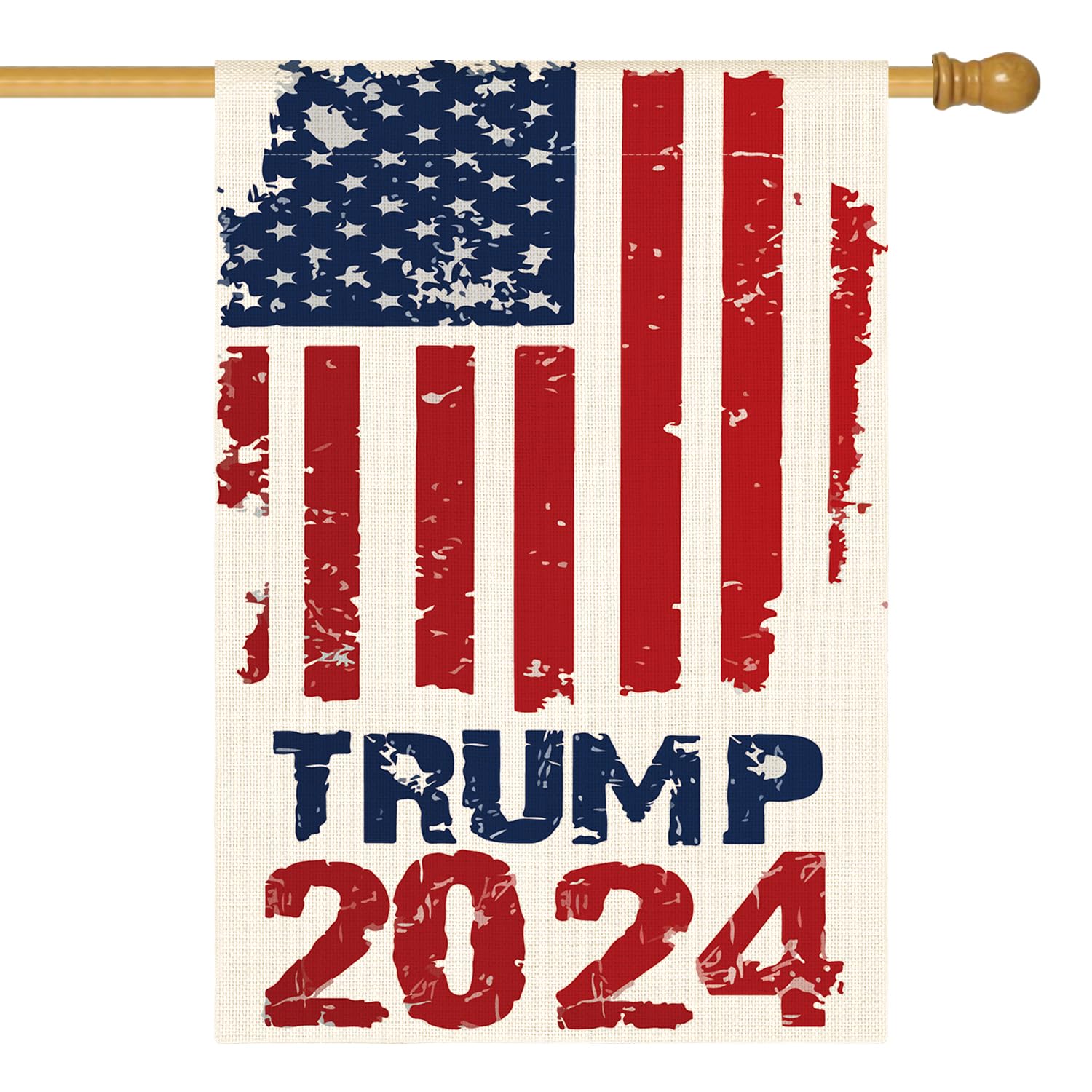 Photo 1 of AVOIN colorlife Watercolor 2024 Trump House Flag Double Sided Patriotic USA flag, Retro style American President Election Yard Outdoor Decoration 28 x 40 Inch
