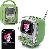 Divoom Tiivoo-2 Retro Bluetooth Speaker, FM Radio, Pixel Art Display, Green | Alarm Clock, Portable Mini Wireless Speaker, Cute Vintage Desk Decor Gift