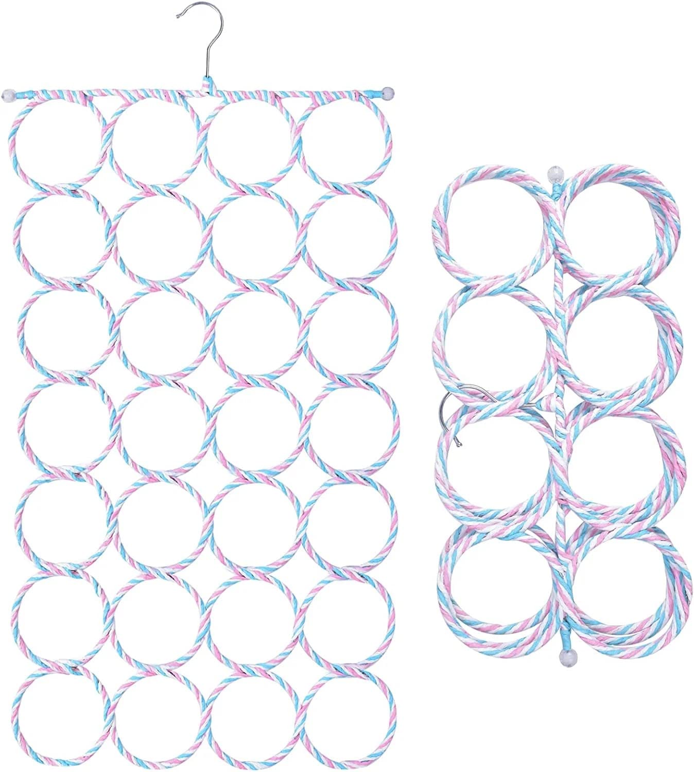 WARESHARK Multiple Purpose Scarf Hanger - Foldable 28 Ring Hole Slots Space Saving Closet Scarf, Shawl, Belt & Accessory Hanger