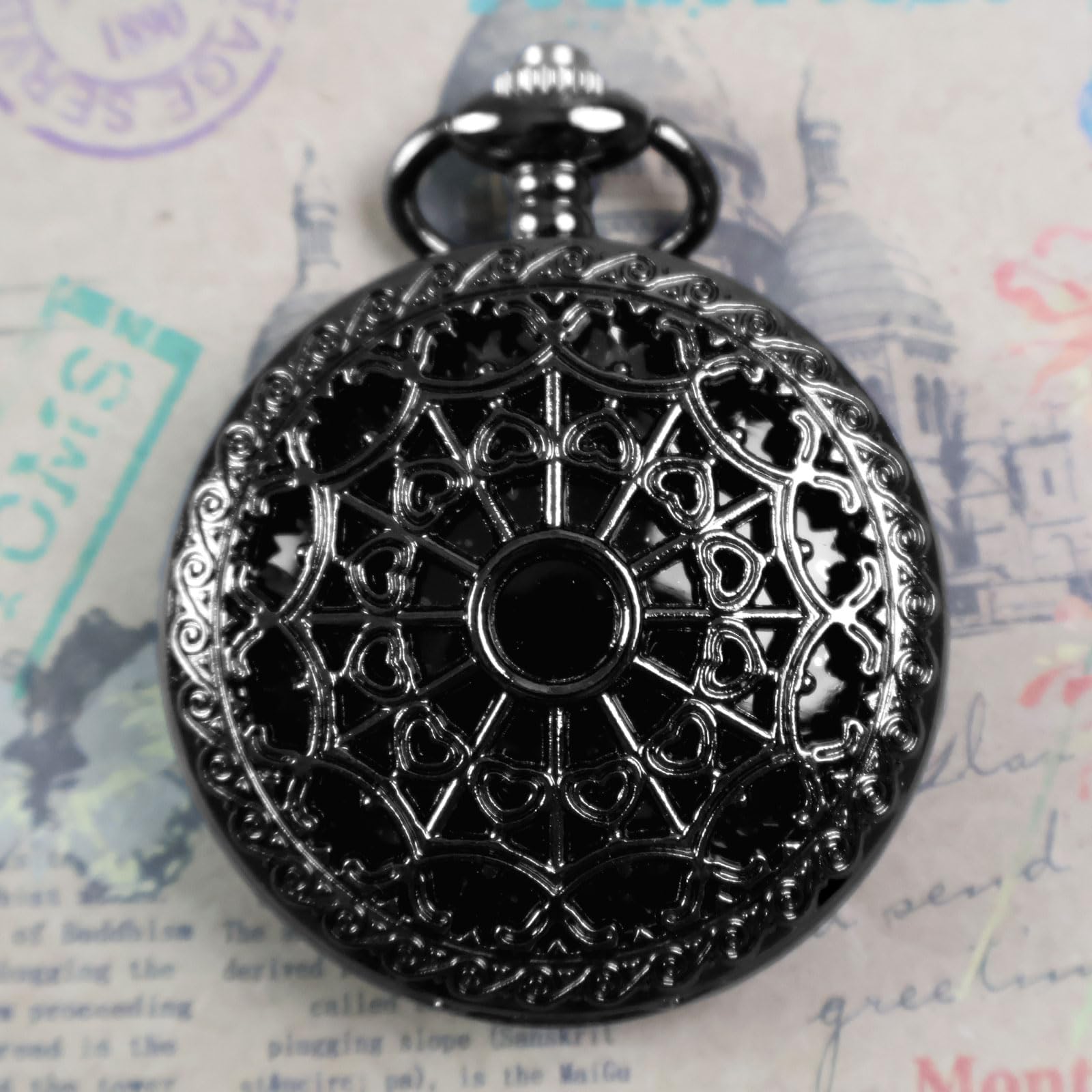 JIEXUAN Black Obsidian Scrying Mirror, Obsidian Feng Shui Mirror, Witches Mirror Presents, Witchcraft kit Divination Tools (Pocket Watch-D)
