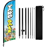 Yard Sale Advertising Swooper Flag Banners, Yard Sale Feather Flags with Pole and Ground Stake, 8FT Advertising Feather Banners Sign for Yard Sale Business