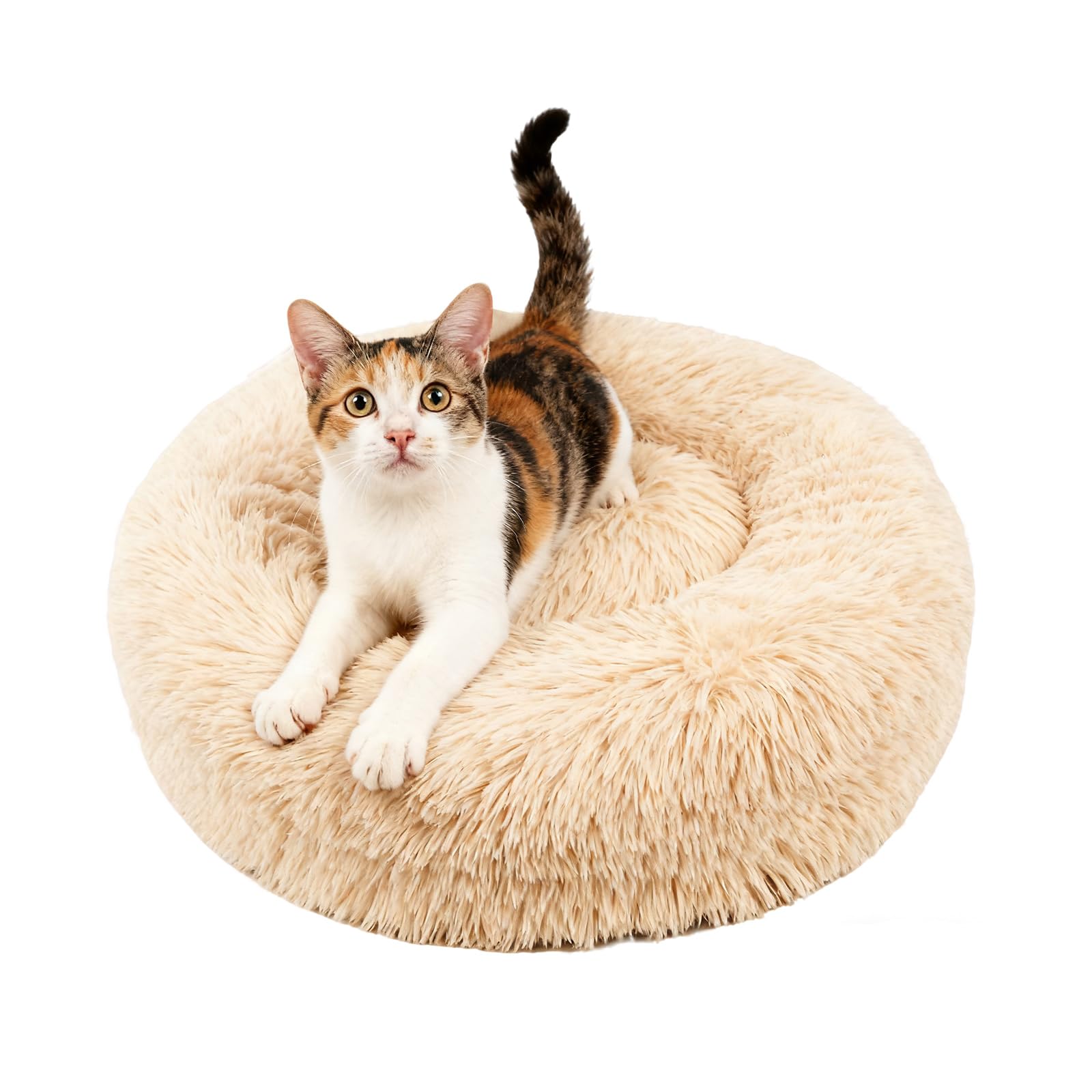 PETCUTE Dog Bed Cat Bed for Indoor Cats Washable Plush Donut Pet Bed Soft Calming Cuddler Kennel Small Medium Large