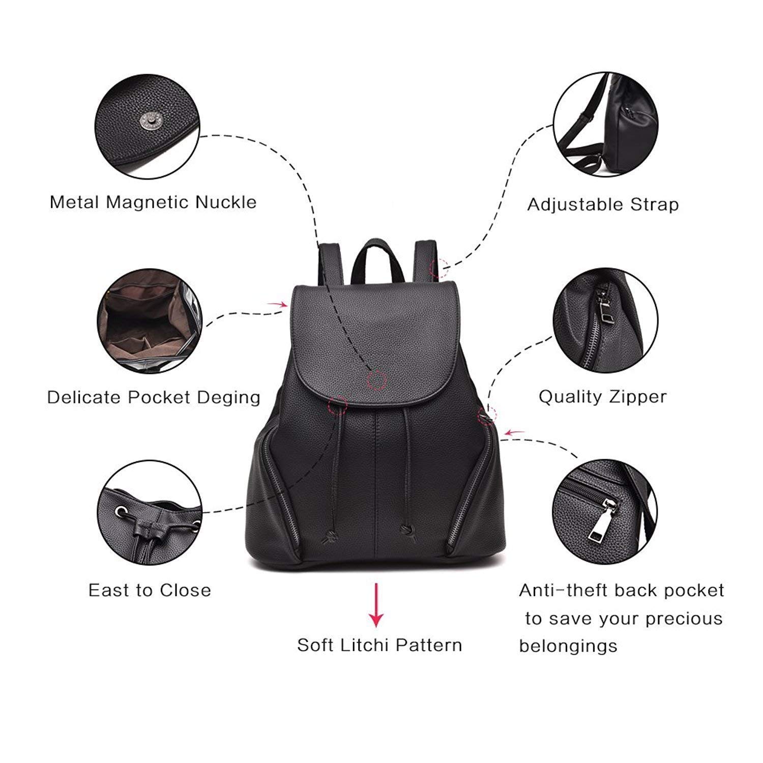 taps fashion stylish girls school bag college bag casual backpack(black)