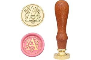 MINGYUESKY Wax Seal Stamp, Classic Alphabet Initial Wax Sealing Stamp Brass Head Wooden Handle for Wedding Party Invitation (Letter A)