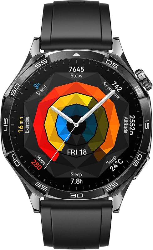 Watch GT 5 46mm Montre Connectée, Design aux Lignes épurées, Nouvelle expérience de Course à Pieds et de Cyclisme, Suivi de la santé, Jusqu'à 14 Jours d'autonomie, iOS & Android, Noir