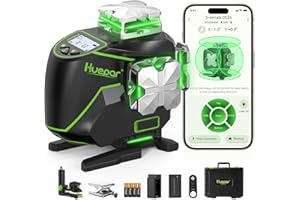 Huepar S04CG Professional Laser Level Self Leveling, 4D 360 Construction Lazer Leveler Tool with LCD Screen, Bluetooth＆ Remot