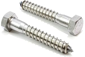 3/8" x 2" Stainless Hex Lag Bolt Screws, (25 Pack) 304 (18-8) Stainless Steel.