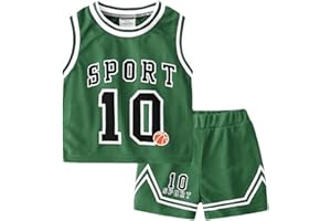 Volunboy Kids Sports Shorts Sets Boys Jerseys Tracksuit 2 Piece Basketball Performance Tank Top and Mesh Shorts Set