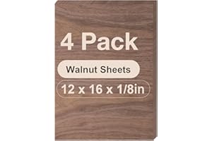 Wowood 4 Pack Walnut Plywood Sheets, 12 x 16 x 1/8 Inch, 3mm Plywood for Laser Cutting, Thin Unfinished Wood Sheets for Architectural Models, Wood Burning and DIY Wood Crafts